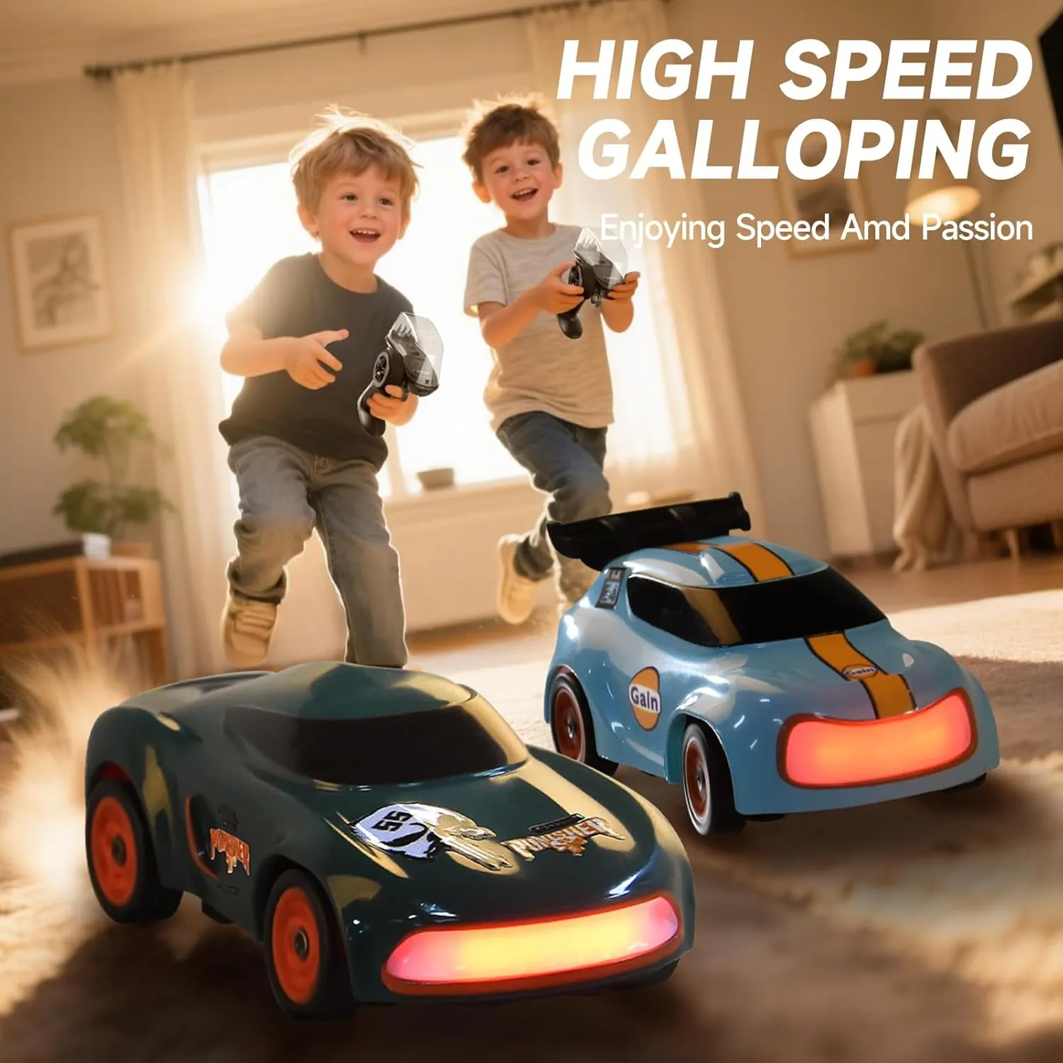 RC Drift Car 1:64 Mini Desktop RC Drift Car, 2.4GHz Scale 4WD High Speed Remote Control Cars Vehicle with LED Lights, Racing Tires, Racing Sport Toy Cars for Adults Boys Girls Kids (Black)