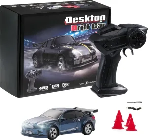 RC Drift Car, 1/64 Scale Mini Drift Cars, 2.4GHz Full Proportional RTR High Speed Remote Control Car, 4WD Fast RC Cars with Lights, Hobby Race Vehicle Toy Birthday Gift for Kids, Boys, Girls, Adults