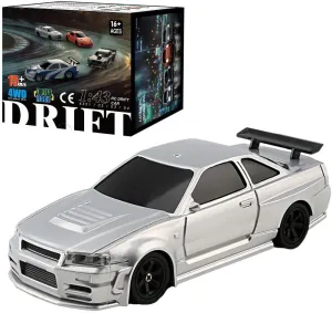 RC Drift Car for Adults, 1/43 Scale 2.4G 4WD Full Proportional Control Mini Electric Racing Drift Car with Lights Set, Ideal Gift for Racing Enthusiasts