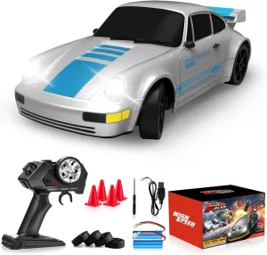 RC Drift Car Remote Control Car 2.4GHz 1/24 4WD 15KM/H High Speed Racing Sport with LED Lights Drifting Tire Racing Sport Toy for Adults Boys Girls Kids Gift 2Pcs Rechargeable Batteries