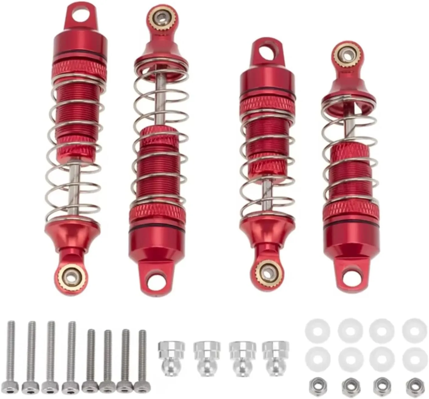 Rc Special Shock Absorber For Losi For Mini-T 2.0 2WD 1/18 4Pcs Metal Front & Rear Shock Absorber For Spring Dampers Red Rc Truck Upgrade Accessories Replacement And Use