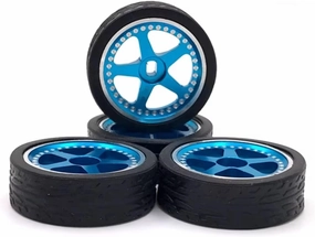 RC Car Upgrade Part for WLtoys for Mini-Q for Mini-Z for Mini-D 284010 284131 K989 K969 1/28 RC Metal Wheel Tire Parts Remote Control Cars(Blue)