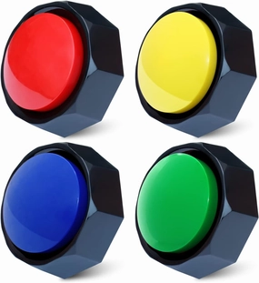 Recordable Buttons, Dog Buttons for Communication, 30 Seconds Recording Upgrade, Pack of 4 Colored Buzzers, Easy to Use,Material Safety. (Batteries Inside)