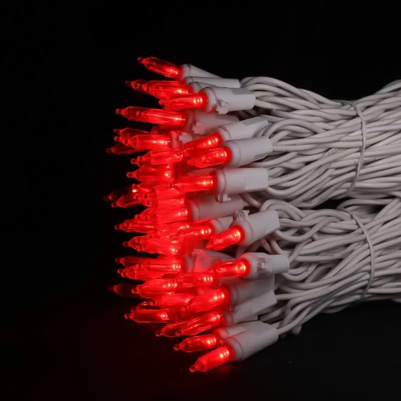 Red LED Christmas Lights - 100 Count Red Christmas String Lights for Tree, Party, Bedroom, Wedding, Indoor and Outdoor Valentines Day Decorations, 33 Feet White Wire, UL Certified, Connectable