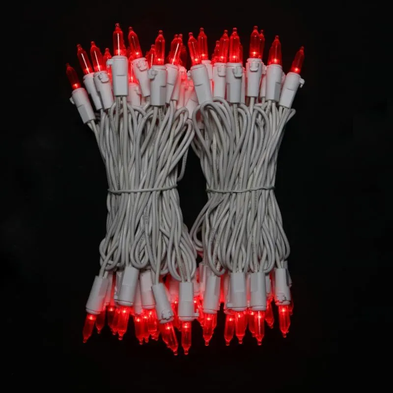 Red LED Christmas Lights - 100 Count Red Christmas String Lights for Tree, Party, Bedroom, Wedding, Indoor and Outdoor Valentines Day Decorations, 33 Feet White Wire, UL Certified, Connectable