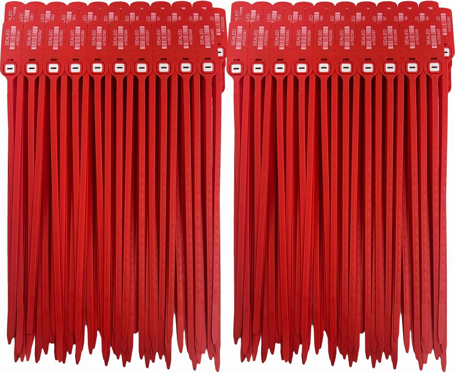Red Plastic Security Seals (16") - Large Self Locking Shipping Seal with Print Progressive Numbering – Tamper Proof for Trucks, Trailers, Cargo, Containers, Luggage (200ct)