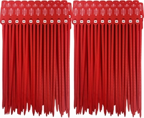 Red Plastic Security Seals (16") - Large Self Locking Shipping Seal with Print Progressive Numbering – Tamper Proof for Trucks, Trailers, Cargo, Containers, Luggage (200ct)