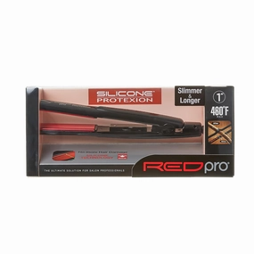 Red Pro Hair Straightener Silicone Protexion Flat Iron 1 Inch, Adjustable Temperature Setting, Ultra Thin, Lightweight, Suitable for All Hair Types