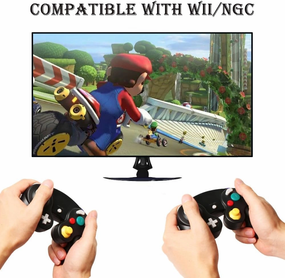 Reiso Gamecube Controller, 2 Pack NGC Classic Wired Controller for Wii Game cube Console (Clear Purple and Clear White)
