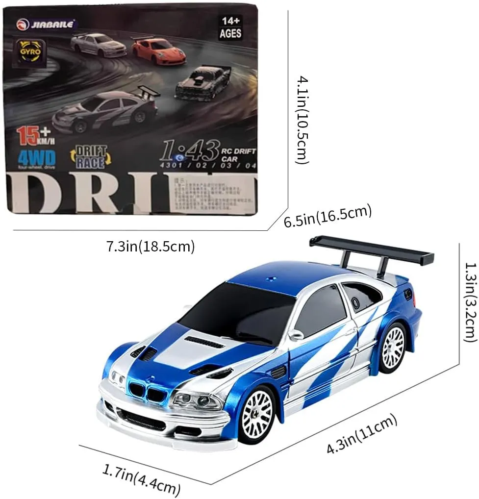 Remote Control Car with Lights, 1/43 Scale Full-Proportional Mini Electric RC Drift Racing Car, RC Cars Model Kit Creative Gifts for Adults - RTR