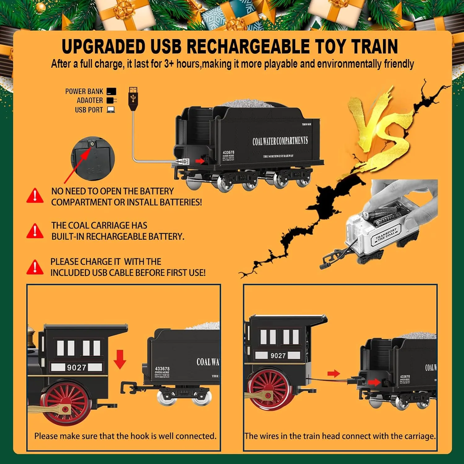 Remote Control Train Set for Kids Electric Steam Engine Locomotive, Oil Tank Train, Cargo Cars & Tracks, Realistic Smoke,Sounds & Lights, Rechargeable Birthday Gifts for Boys Girls 3 4 5 6 7  … …