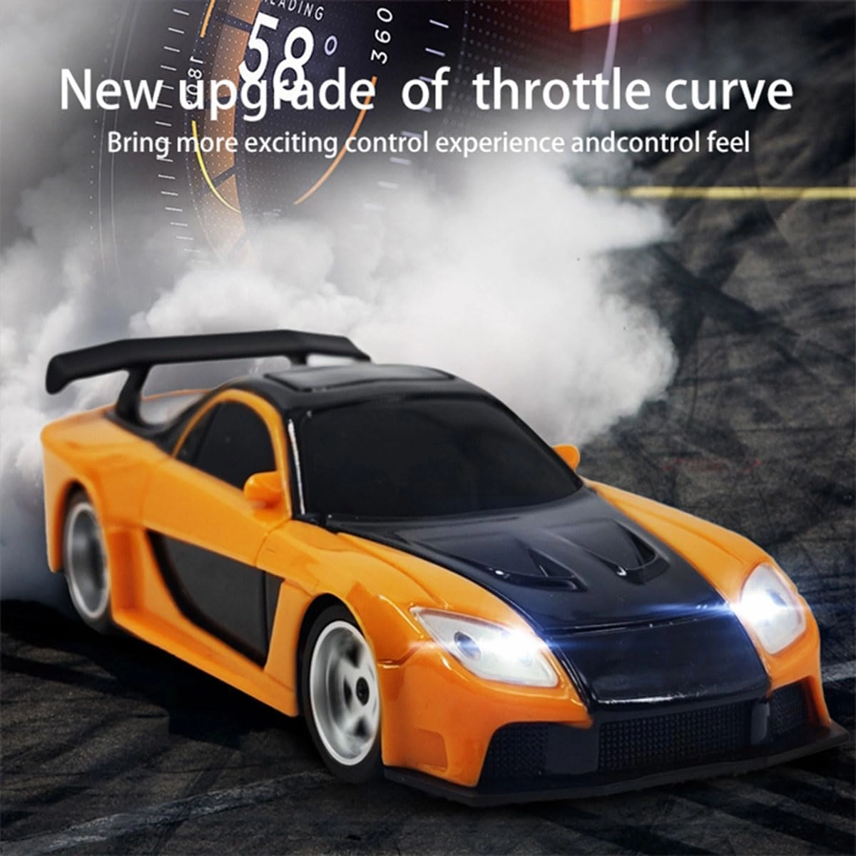 Remote Control Mini Car Model with LED Lights, 1/43 Scale 2.4G Full-Proportional RC Drift Racing Car, Max Speed 15km/h, Indoor Mini RC Hobbyist Gift (Gyro Version)