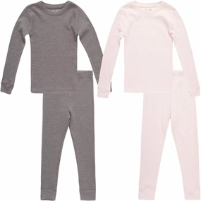 Rene Rofe Girls’ Thermal Underwear Set – 4 Piece Waffle Knit Top and Long Johns (2T-16)