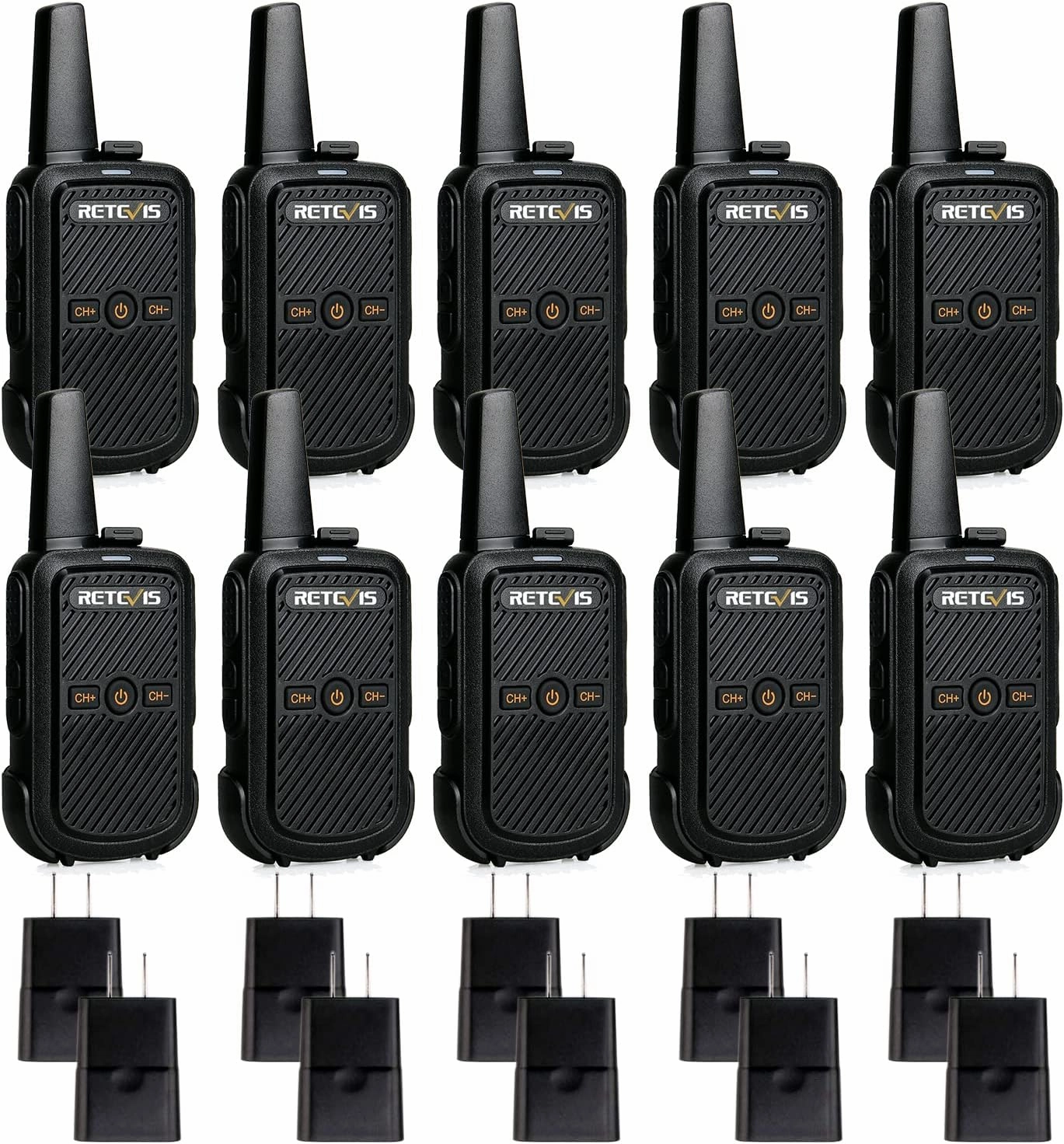 Retevis RT15 Walkie Talkies Long Range,Mini Walkie Talkie,USB Fast Charging,Rechargeable 2 Way Radios for Adults Business Education School Church Healthcare Car (10 Pack)