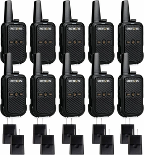 Retevis RT15 Walkie Talkies Long Range,Mini Walkie Talkie,USB Fast Charging,Rechargeable 2 Way Radios for Adults Business Education School Church Healthcare Car (10 Pack)