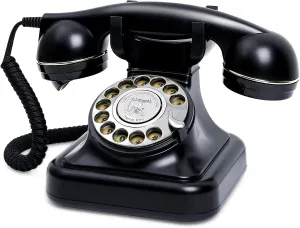 Retro Rotary Landline Phones with Mechanical Ringer, Volume Control, Redial, No AC Power Required Vintage Corded Phones Old Fashioned Antique Telephone for Home Office for Decor