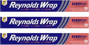 Reynolds Classic Kitchen Foil | Aluminium Foil | Tin Foil for Cooking, BBQ, Roasting | Pack of 3 Rolls, 304mm x 9.14m | Packaging May Vary
