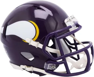 Riddell Vikings 1983 to 2001 Throwback Revolution Speed Mini Football Helmet, Adult Collectible, Display, Autographs, Purple, Gold, White, Medium, Face Mask, NFL, Helmet