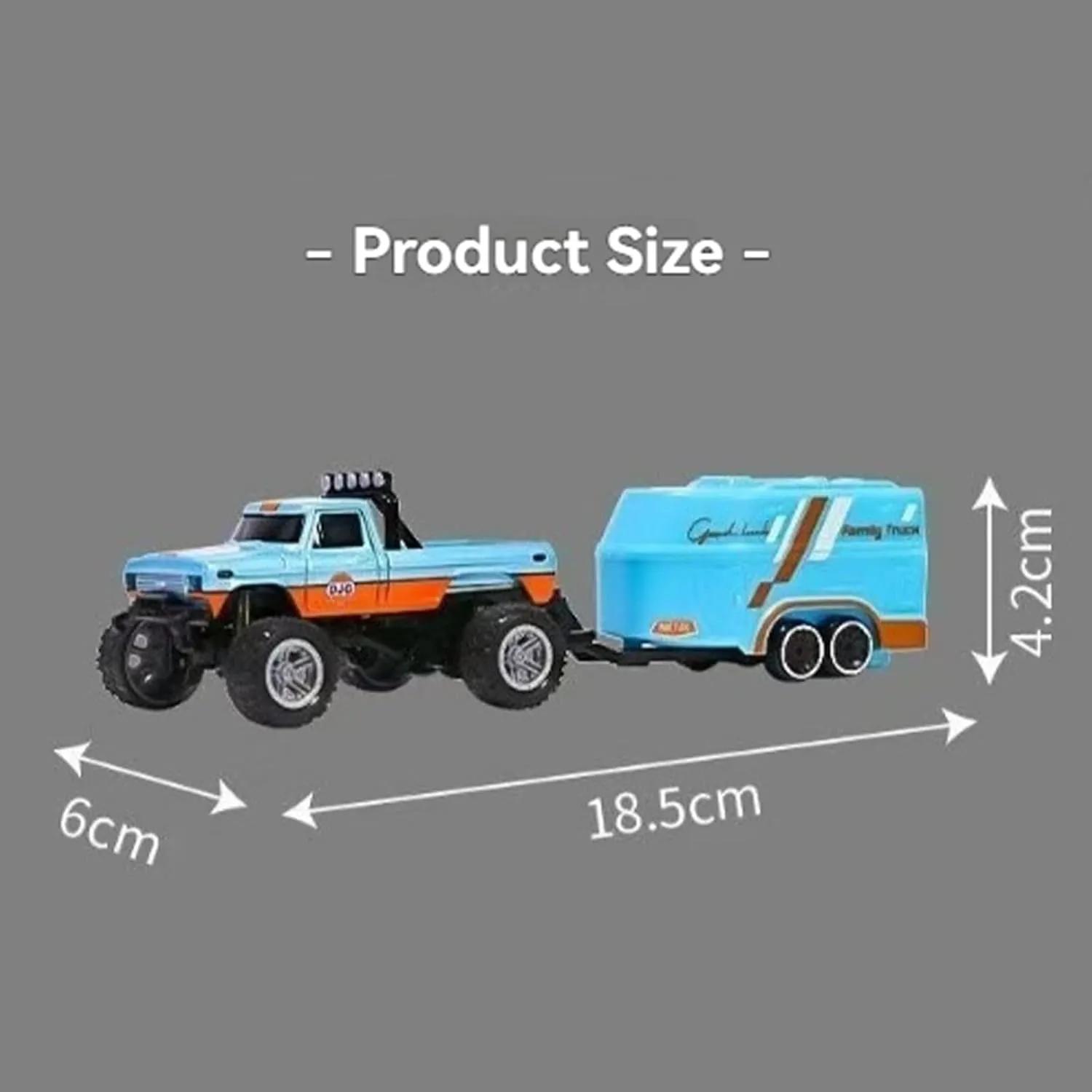 RipRush Mini Monster 1:64 Off-Road LED Alloy Racer – Rip Rush Compact Remote Control Truck with LED Lights, 2.4GHz Racing System, with Trailer, Speed/Steering Adjustable (Set C)