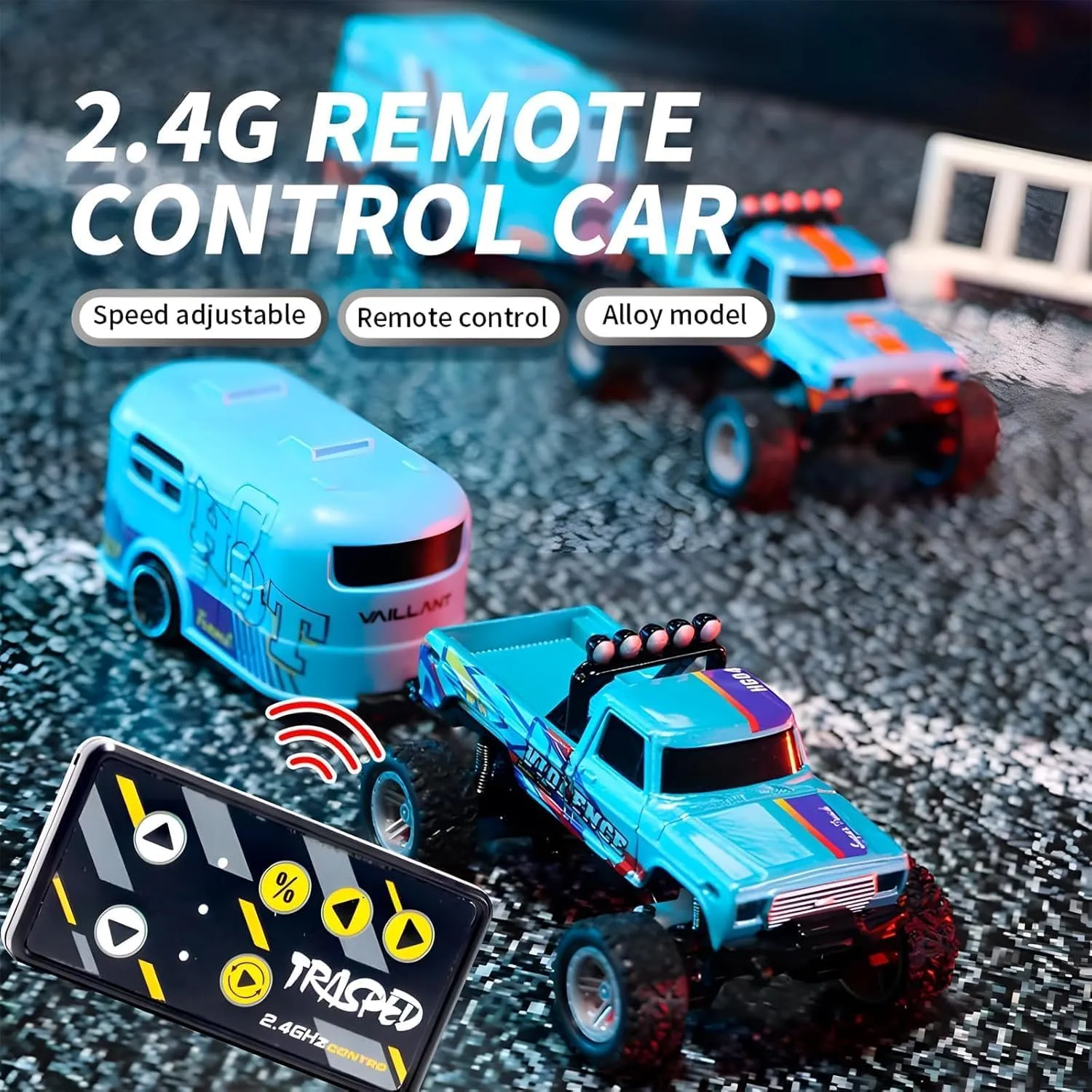 RipRush Mini Monster 1:64 Off-Road LED Alloy Racer – Rip Rush Compact Remote Control Truck with LED Lights, 3-Speed Modes, 2.4GHz Racing System, for Ages 14  Hobbyists and Collectors (Pink)