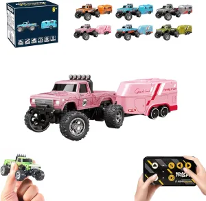 RipRush Mini Monster 1:64 Off-Road LED Alloy Racer – Rip Rush Compact Remote Control Truck with LED Lights, 3-Speed Modes, 2.4GHz Racing System, for Ages 14  Hobbyists and Collectors (Pink)