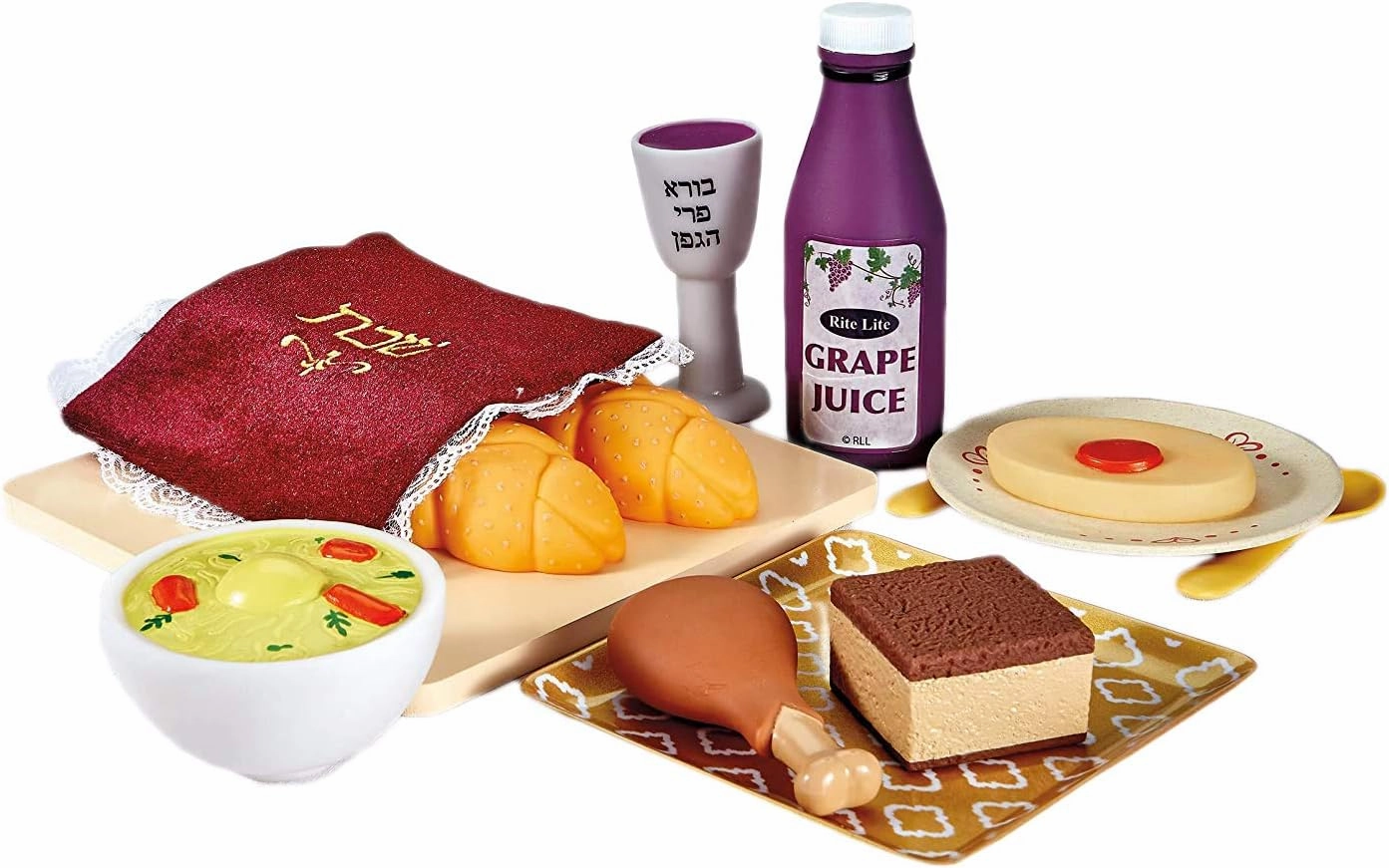 Rite Lite My First Shabbat Play Food Set - Jewish Kids Gift, Pretend Play Judaica Toy - Includes Challah, Grape Juice, Kiddush Cup, and More - Great Jewish Educational Toy for Shabbat Learning & Fun