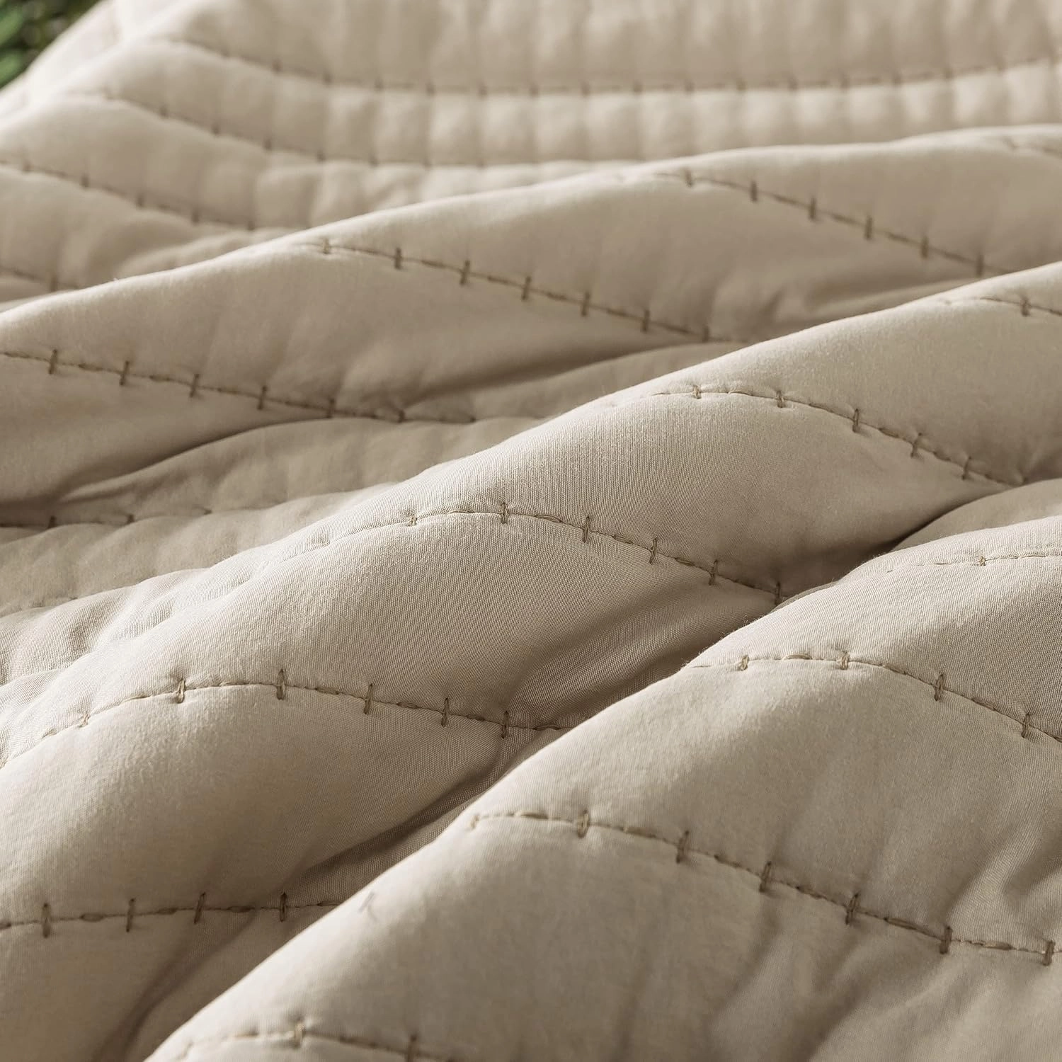 ROARINGWILD Beige Cream Tan Queen Size Quilt Bedding Sets with Pillow Shams, Full Lightweight Bedspread Coverlet, Quilted Blanket Thin Comforter Bed Cover for All Season, 3 Pieces, 90x90 inches