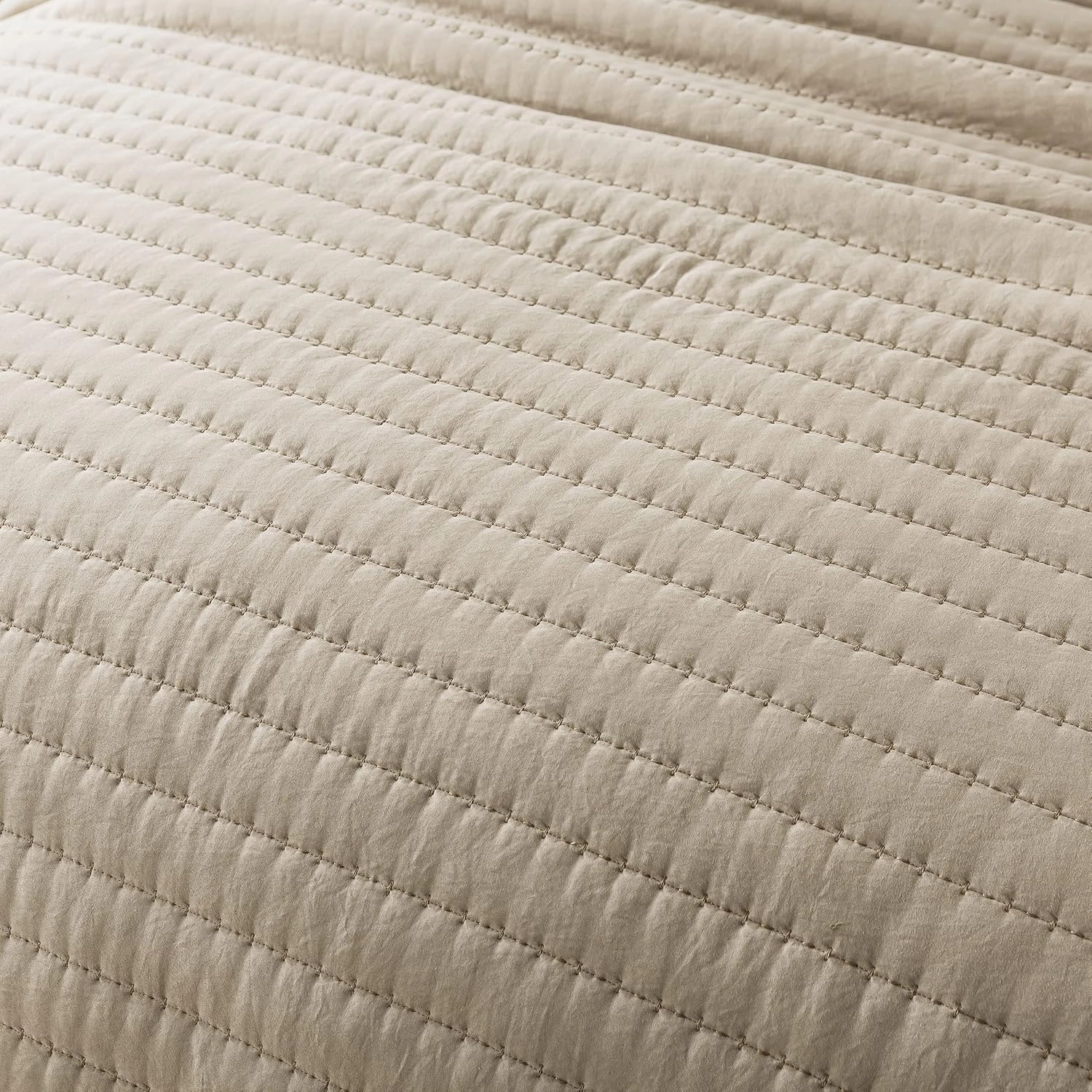 ROARINGWILD Beige Cream Tan Queen Size Quilt Bedding Sets with Pillow Shams, Full Lightweight Bedspread Coverlet, Quilted Blanket Thin Comforter Bed Cover for All Season, 3 Pieces, 90x90 inches
