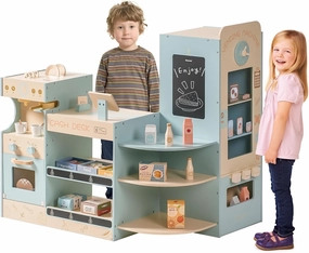 ROBOTIME Kids Grocery Store, Pretend Play Supermarket with Checkout Counter, Vending Machine Toy, Kids Coffee Maker & Cuting Food, Grocery Store Pretend Playset for Toddler Boys Girls