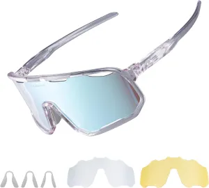 ROCKBROS Photochromic Sunglasses for Men Women,UV400 Protection Cycling Glasses,MTB Cycling Sports Sunglasses,3 Lenses
