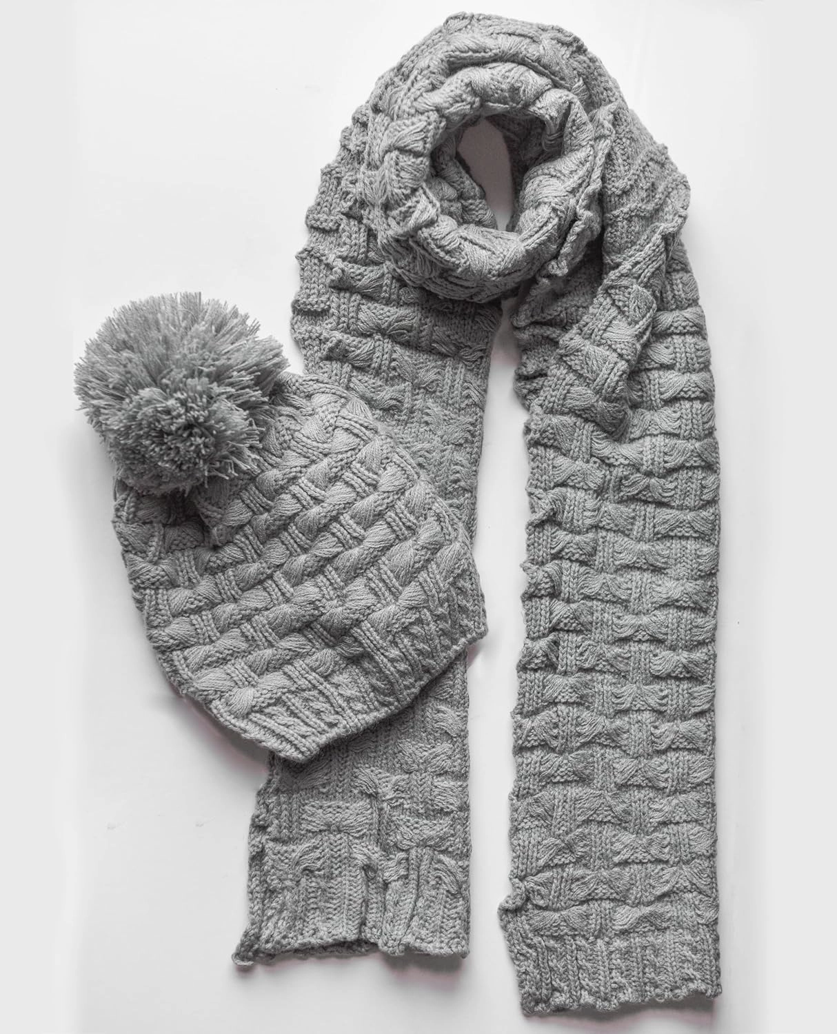 Roll Up Women's Girls Winter Warm Cozy Fashion Knitted Hat Beanie cap Scarf Scarves Seasonal Gift Set
