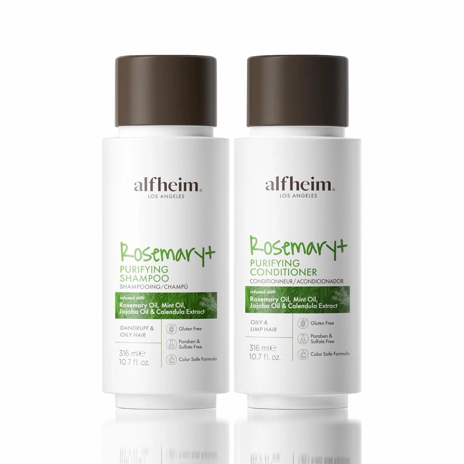 Rosemary  Purifying Shampoo & Conditioner Set | Rosemary & Peppermint Oil for Scalp Refresh & Oil Control | Jojoba & Calendula for Hydration & Shine | Sulfate-Free, Color-Safe | 10.7 oz Each