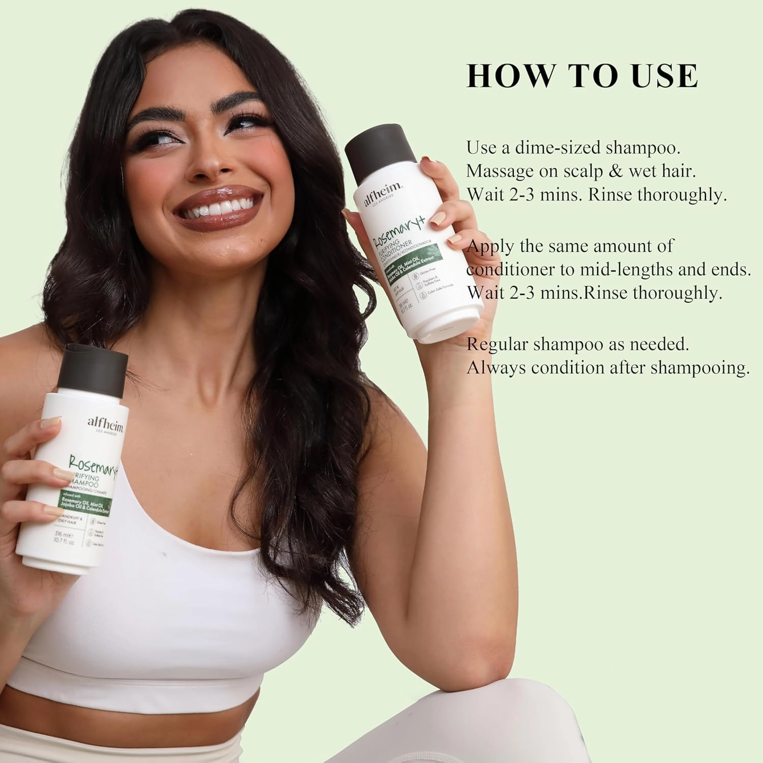 Rosemary  Purifying Shampoo & Conditioner Set | Rosemary & Peppermint Oil for Scalp Refresh & Oil Control | Jojoba & Calendula for Hydration & Shine | Sulfate-Free, Color-Safe | 10.7 oz Each
