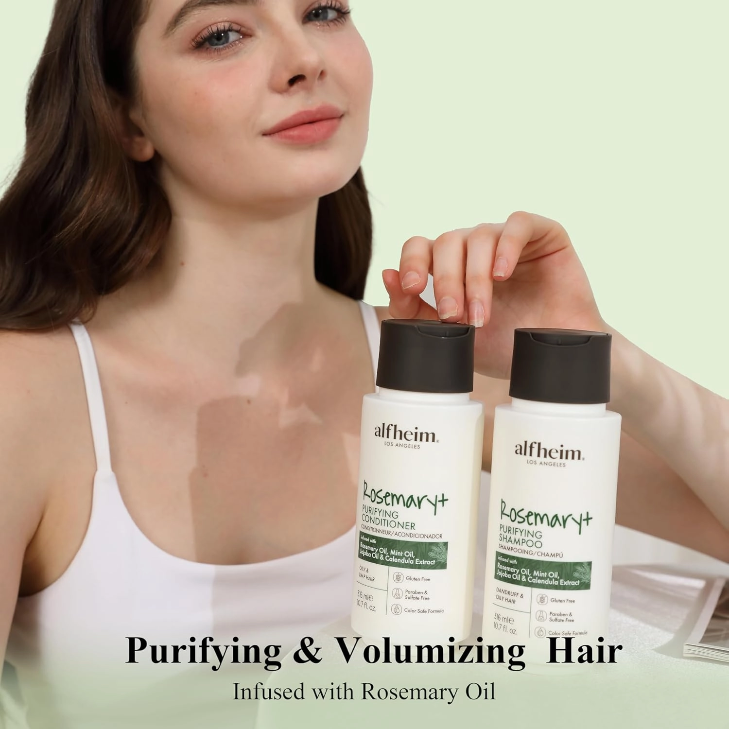 Rosemary  Purifying Shampoo & Conditioner Set | Rosemary & Peppermint Oil for Scalp Refresh & Oil Control | Jojoba & Calendula for Hydration & Shine | Sulfate-Free, Color-Safe | 10.7 oz Each