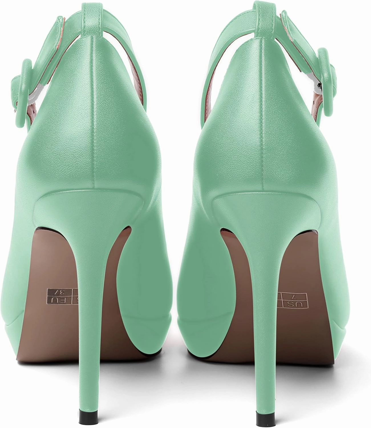 ROSERWISH Womens Ankle Strap Party Sexy Platform Pointed Toe Wedding Matte Buckle Stiletto High Heel Pumps Dress Shoes 4 Inch