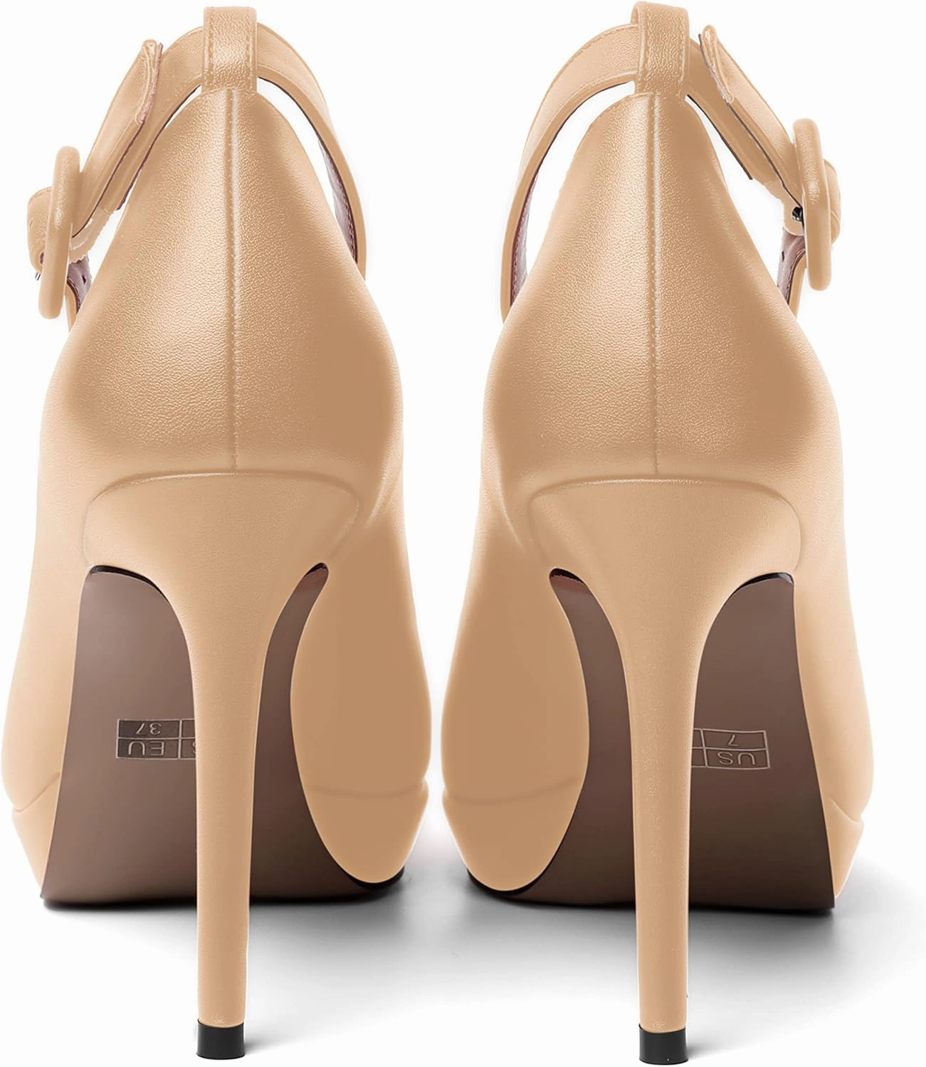 ROSERWISH Womens Ankle Strap Party Sexy Platform Pointed Toe Wedding Matte Buckle Stiletto High Heel Pumps Dress Shoes 4 Inch