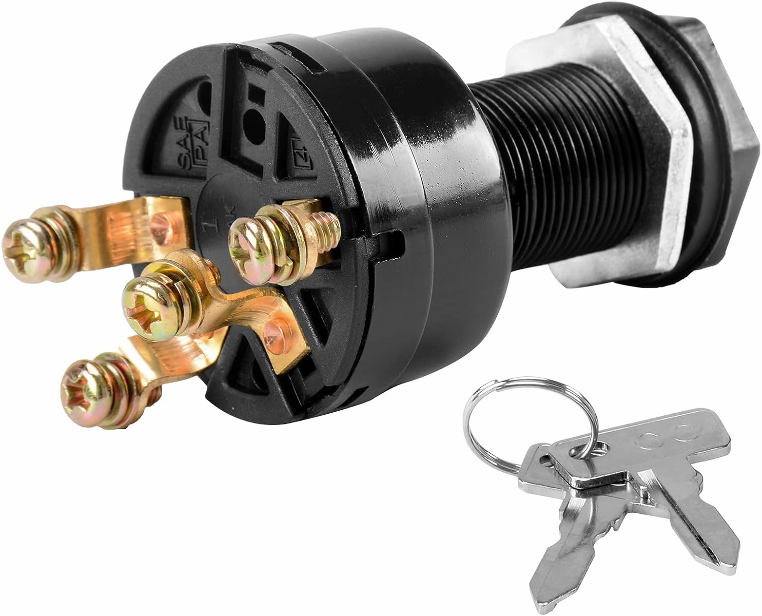 Roykaw 12V Golf Cart Ignition Switch with Keys Compatible with Club Car DS/Precedent/Turf Carryall I & II/XRT 1996-up Gas Golf Cart, 4 Terminals Switch, OEM# 101826301