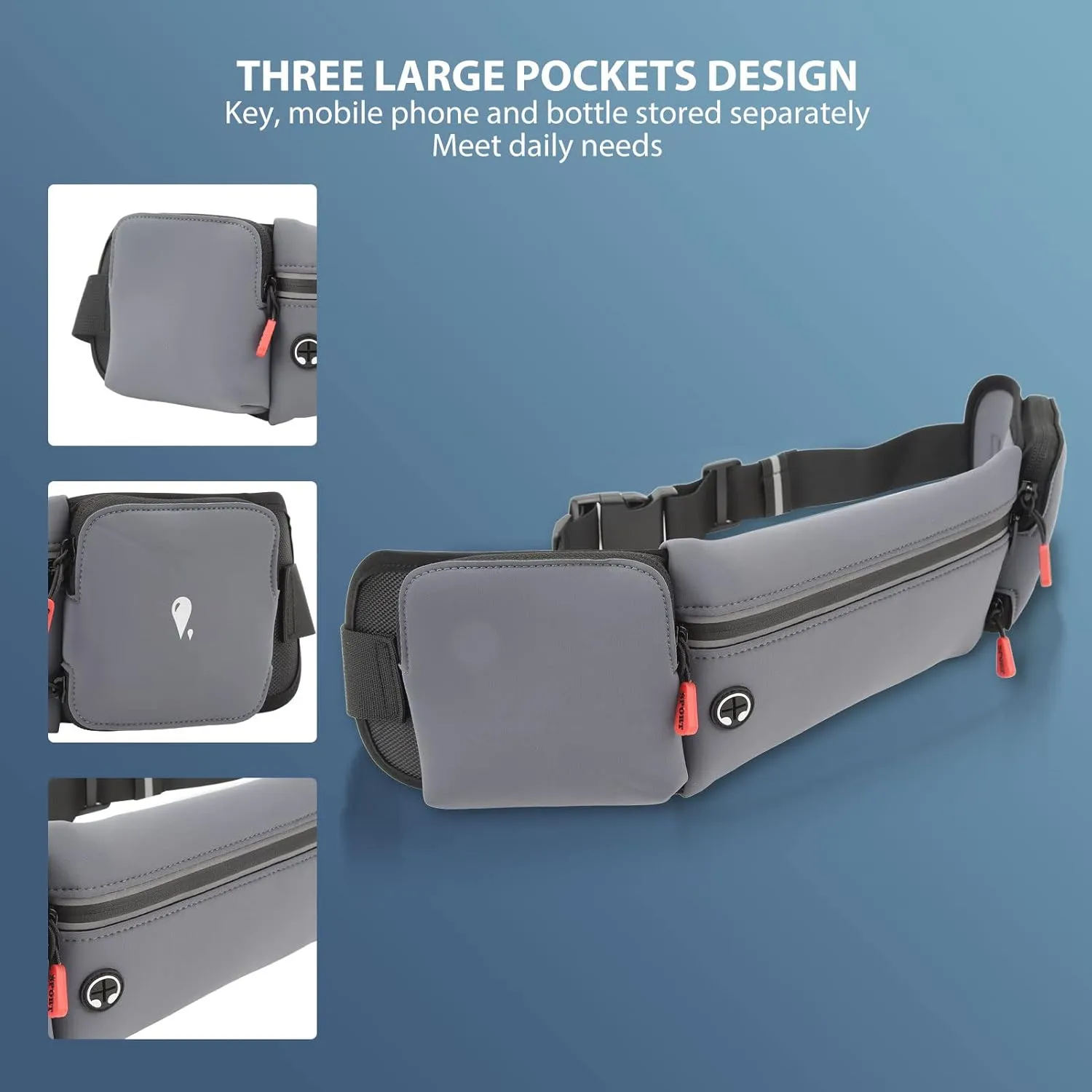 Running Waist Pack with Water Bottle Holder, Running Waist Pack Hydration Belt Water Bottle Holder Pouch Waterproof for Hiking Climbing Outdoor Sports Fitness