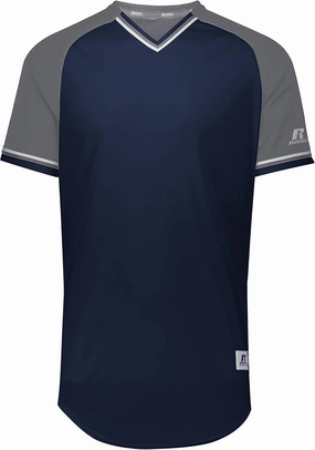 Russell Athletic Men's Classic V-Neck Baseball Jersey: Vintage Appeal, with Dri-Power Moisture-Wicking