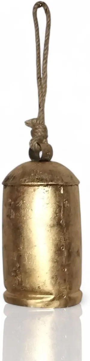 Rustic Tin Metal Jingle Bell (10") Vintage Handmade Lucky Christmas Hanging Mix Cow Bell with Rope - Global Craft and Creations
