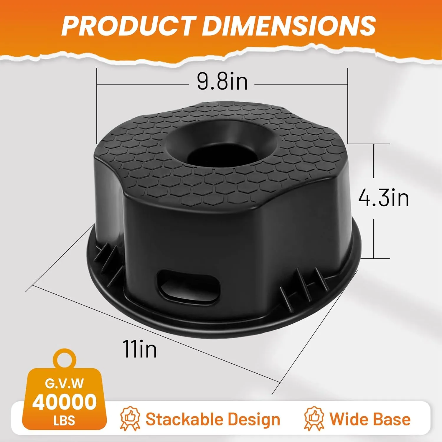 RV Trailer Jack Block with Bag, Camper Stabilizer Blocks for Travel Trailer, Use for Any Tongue Jack, Post, Foot, 5th Wheels, Round or Square or Scissor Stabilizer, 1 PC