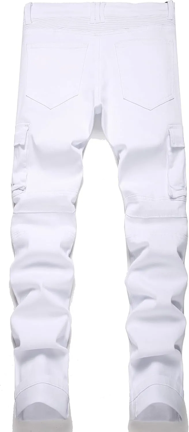 RXXKKK Men's Classic Zipper Biker Regular Fit Flex Jean