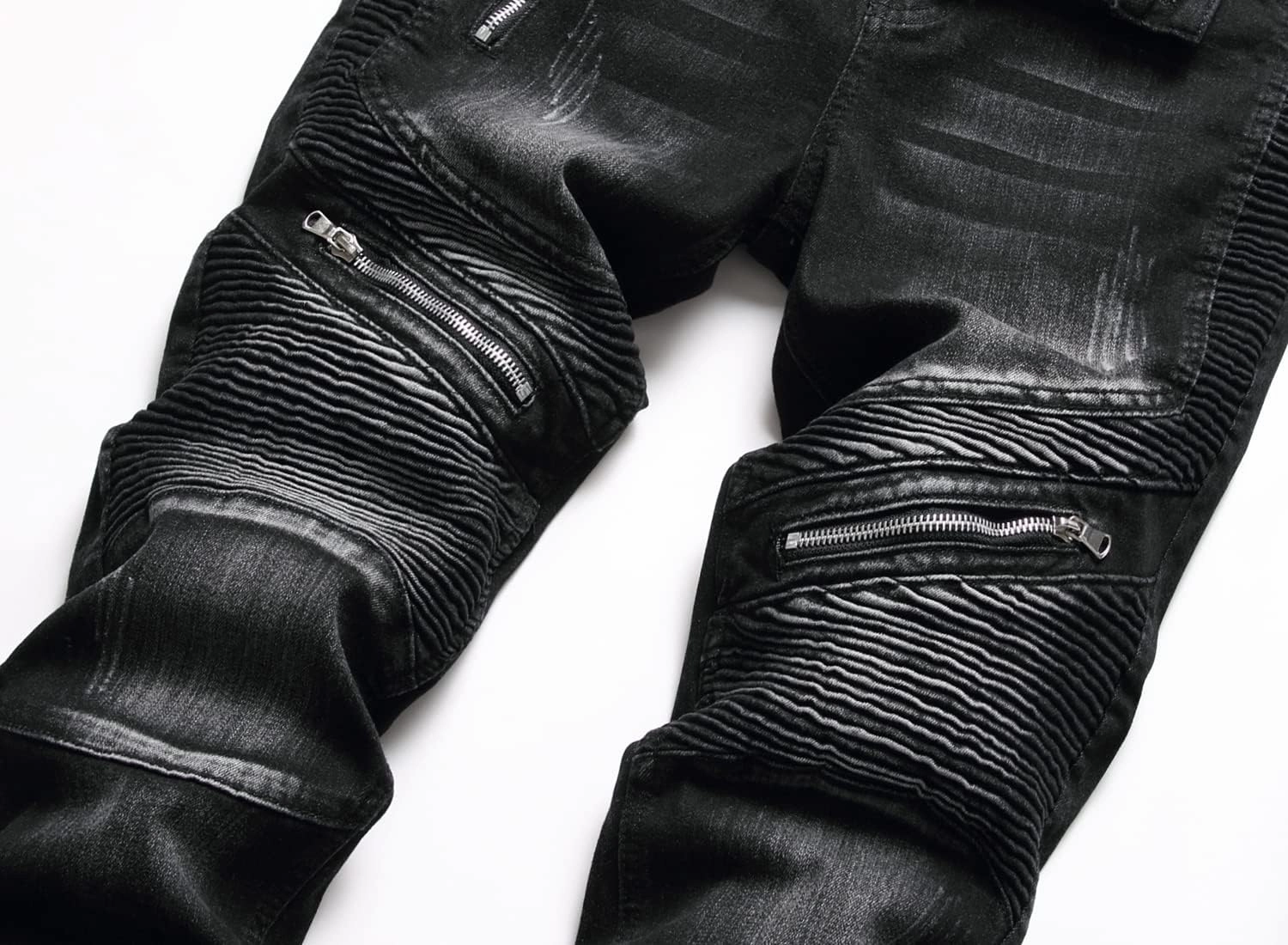 RXXKKK Men's Classic Zipper Biker Regular Fit Flex Jean