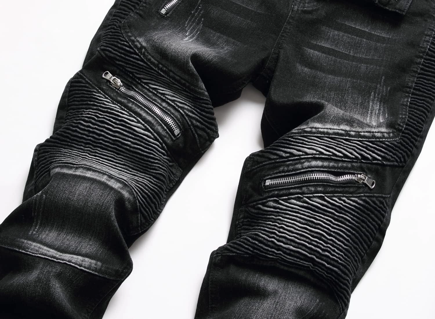 RXXKKK Men's Classic Zipper Biker Regular Fit Flex Jean
