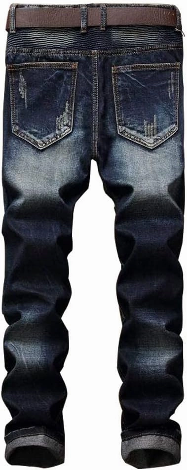 RXXKKK Men's Classic Zipper Biker Regular Fit Flex Jean