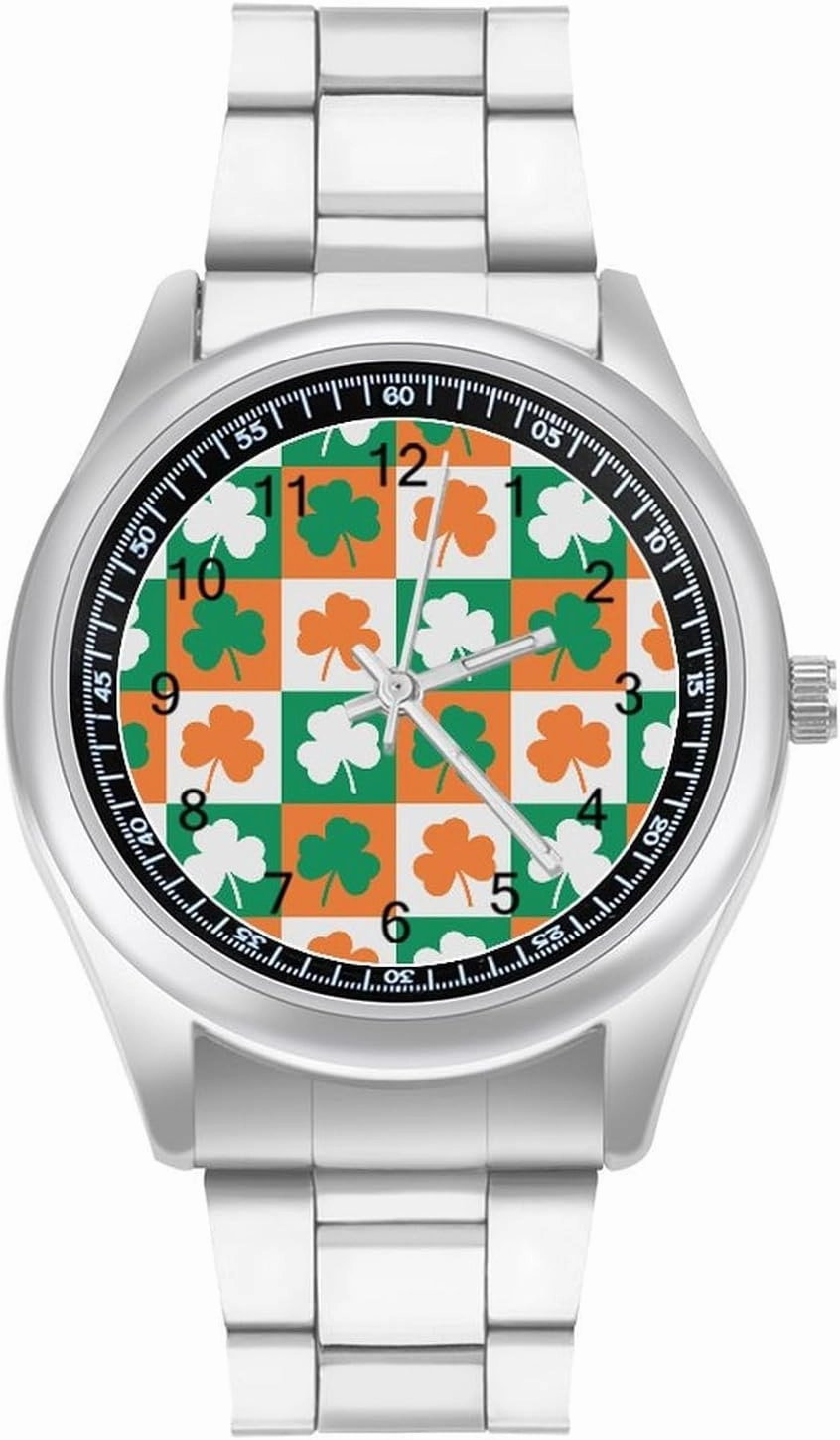 Saint Patrick's Day Casual Wrist Watches for Men Classic Business Dress Watch Big Face for Work Gym, style