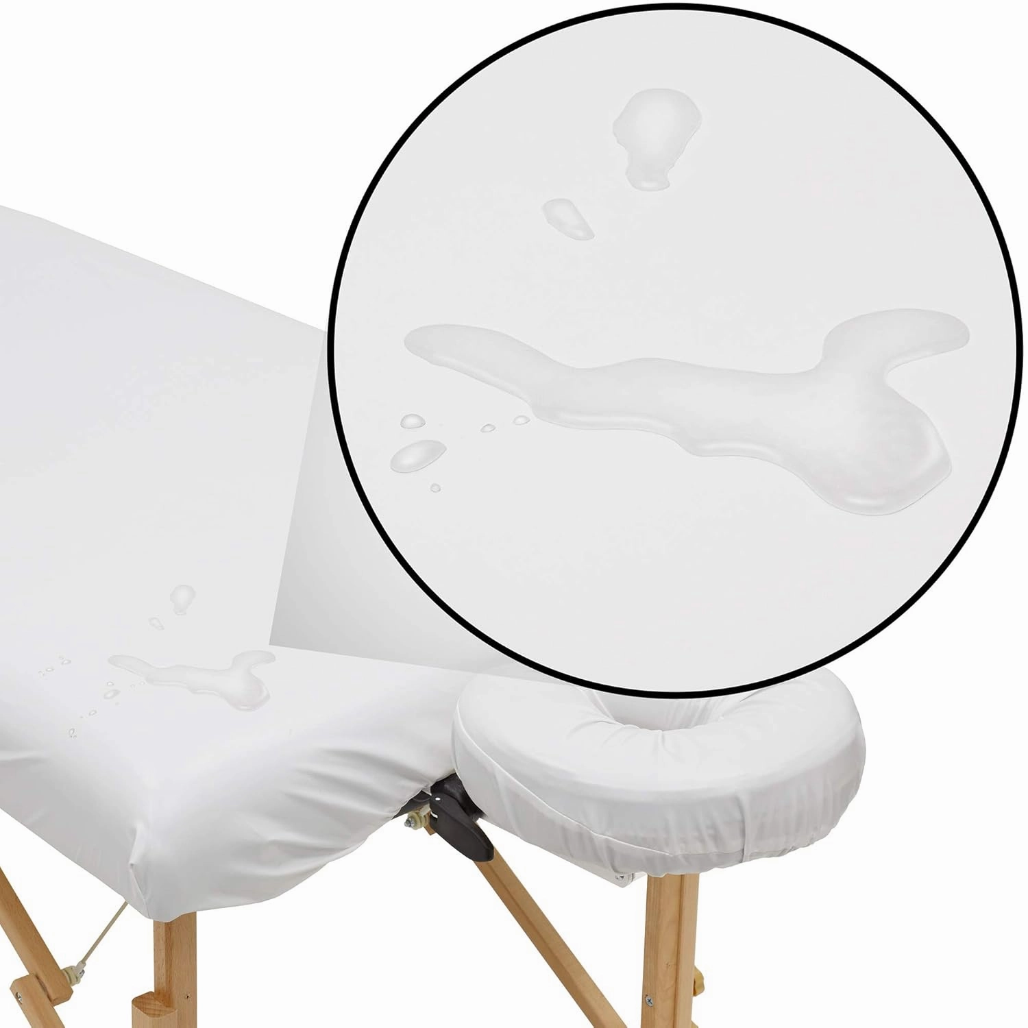 Saloniture 2-Piece Waterproof Massage Table Sheet Set - Includes Machine Washable Fitted Sheet and Face Cradle Cover - White