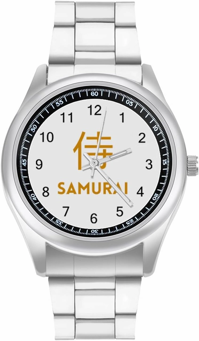 Samurai Logo Casual Wrist Watches for Men Classic Business Dress Watch Big Face for Work Gym