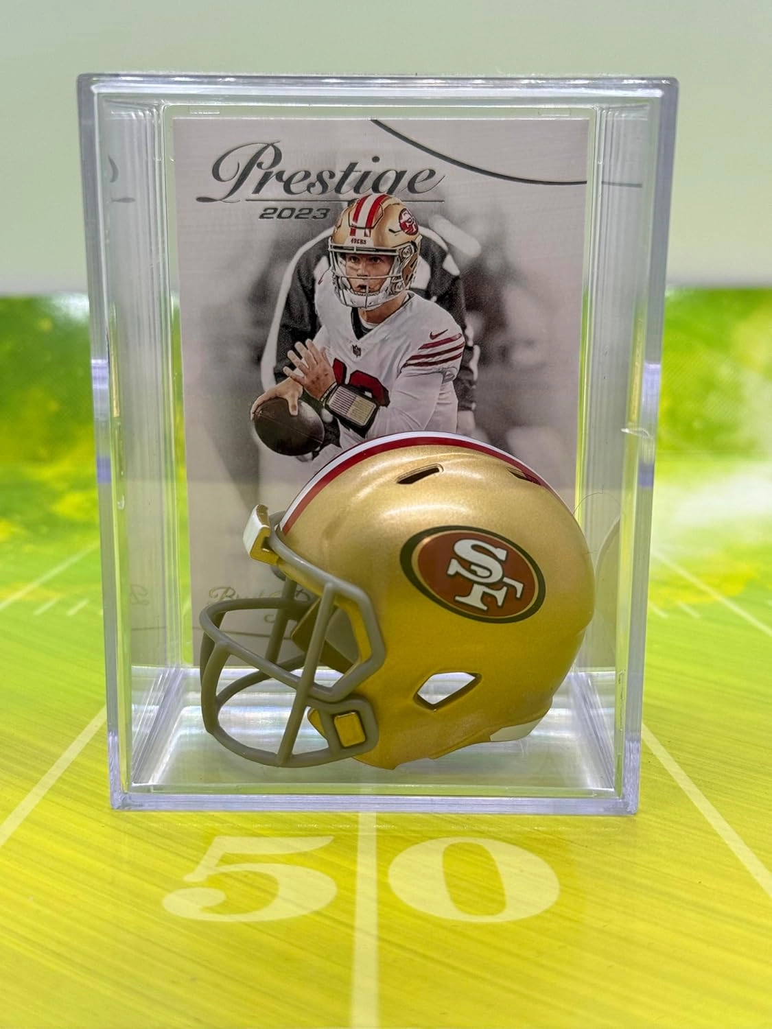San Francisco 49ers NFL Helmet Shadowbox w/Brock Purdy card