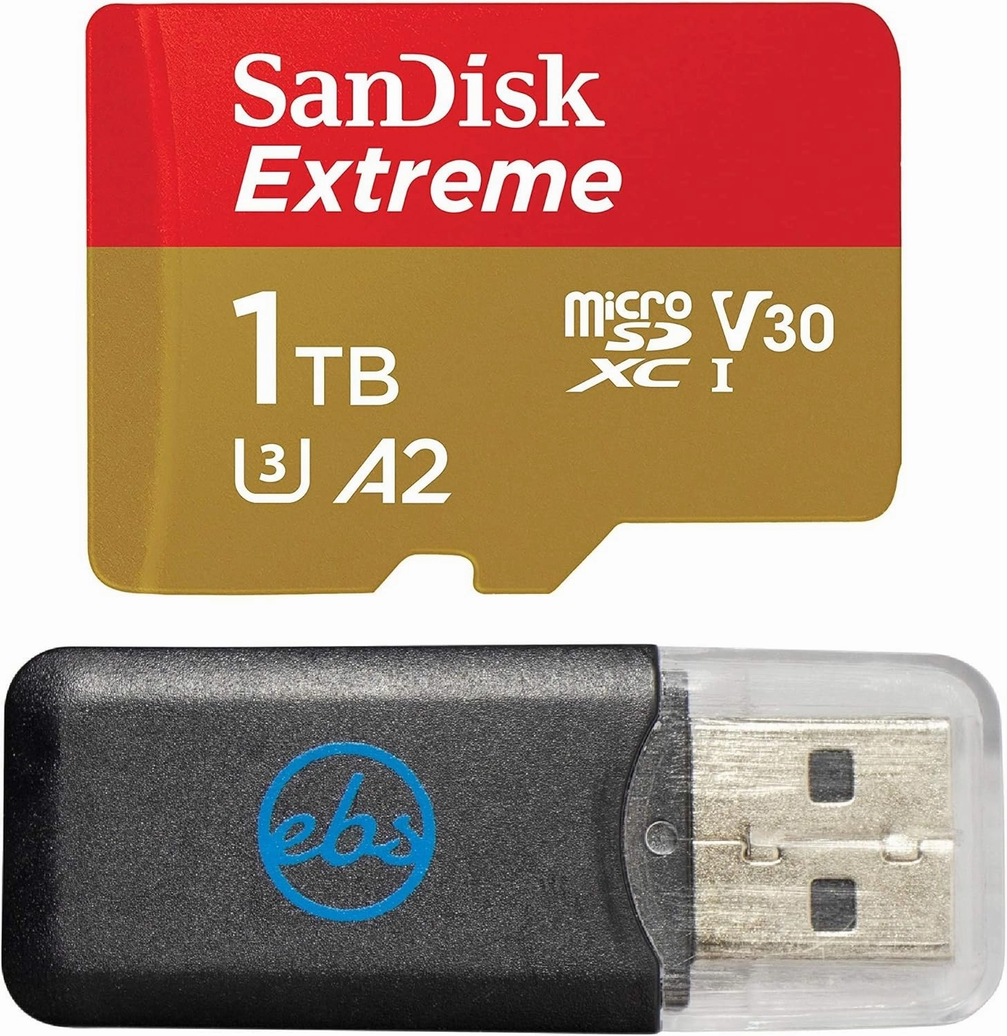 SanDisk 1TB MicroSDXC Extreme Memory Card Works with DJI Drone Series Mini 4 Pro (SDSQXAV-1T00-GN6MN) V30 A2 4K UHD UHS-I Bundle with (1) Everything But Stromboli MicroSD Card Reader
